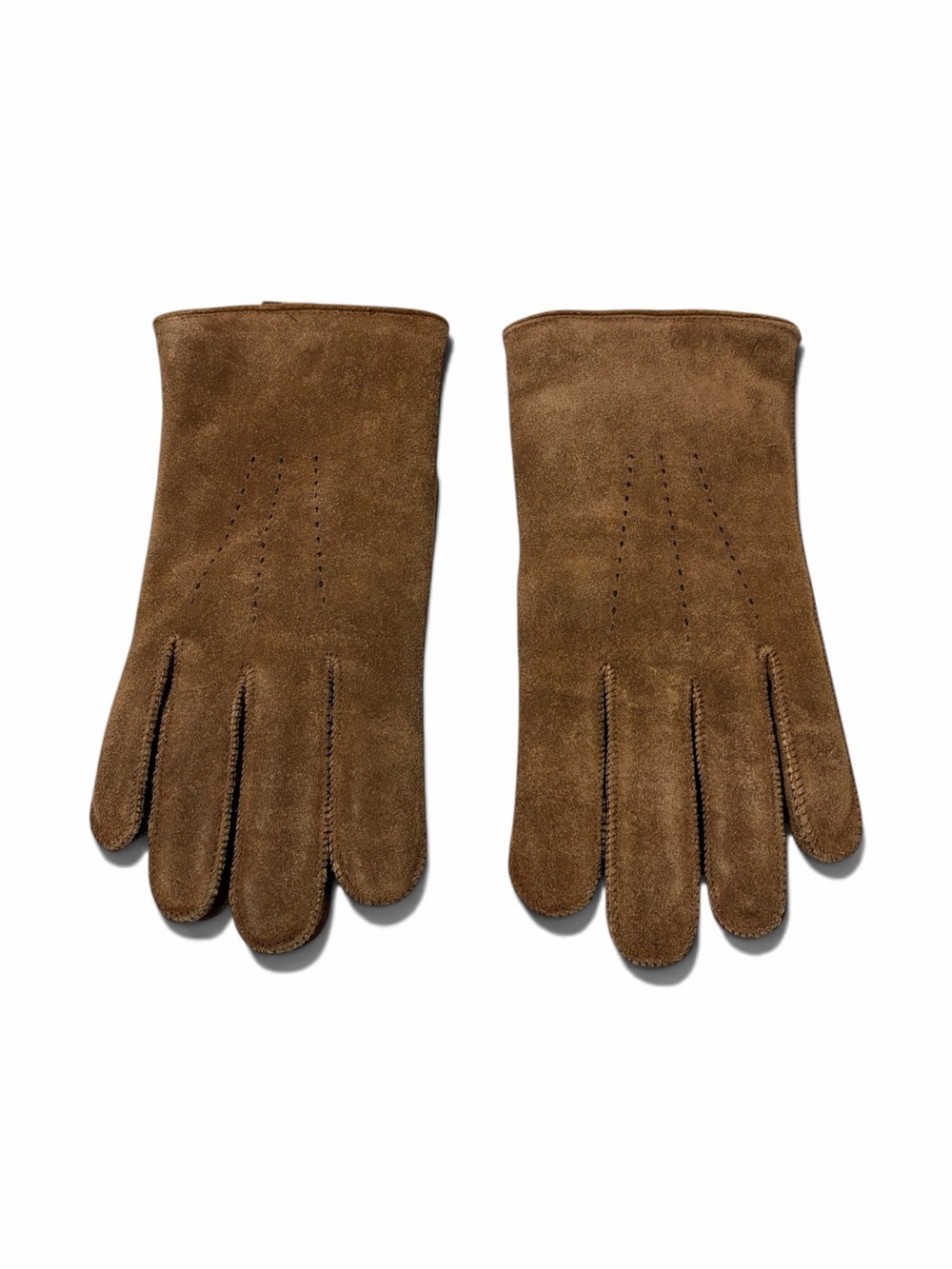 Vintage 80s Bally Moor Brown Suede Leather Gloves Medium M Sherpa Lined Taiwan
